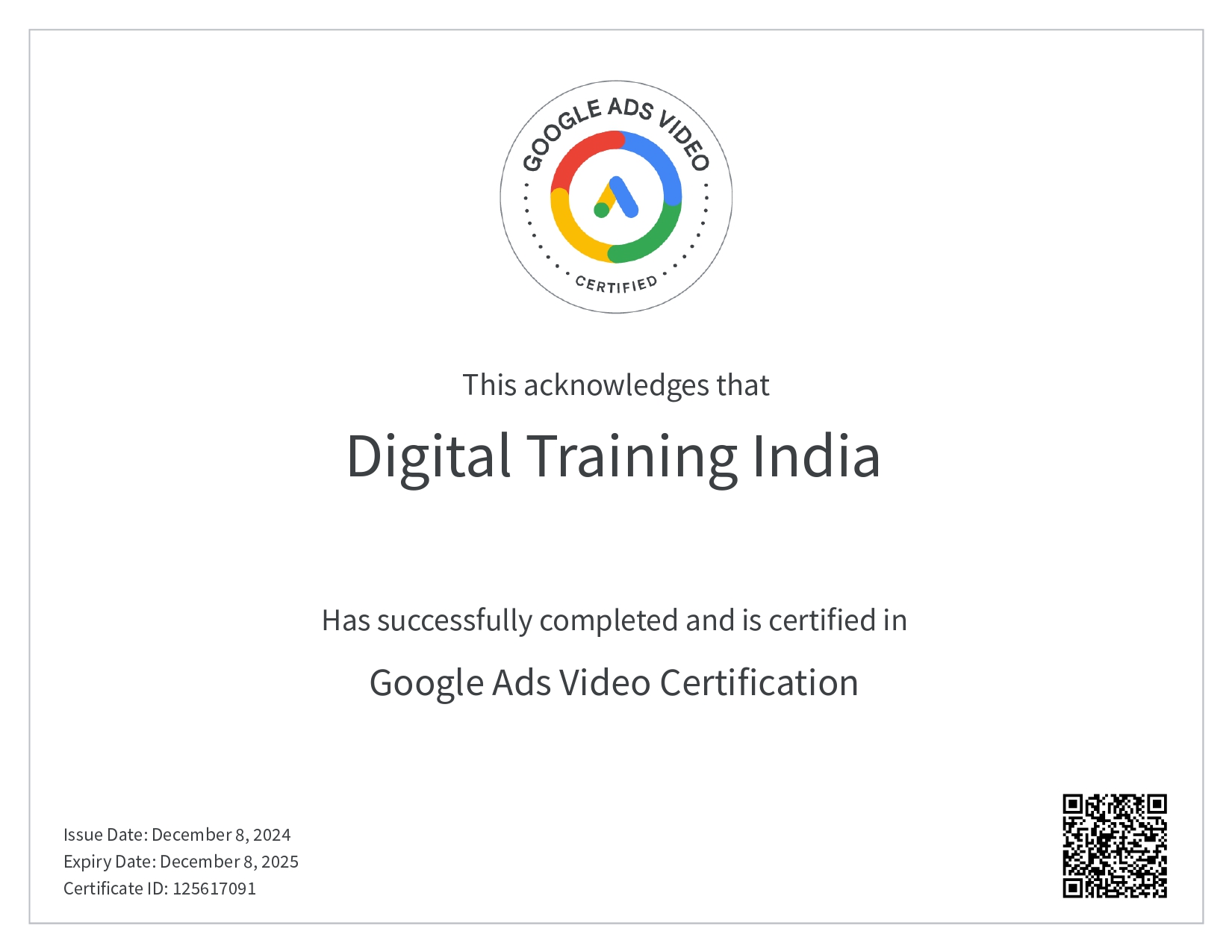 Google video ads certification