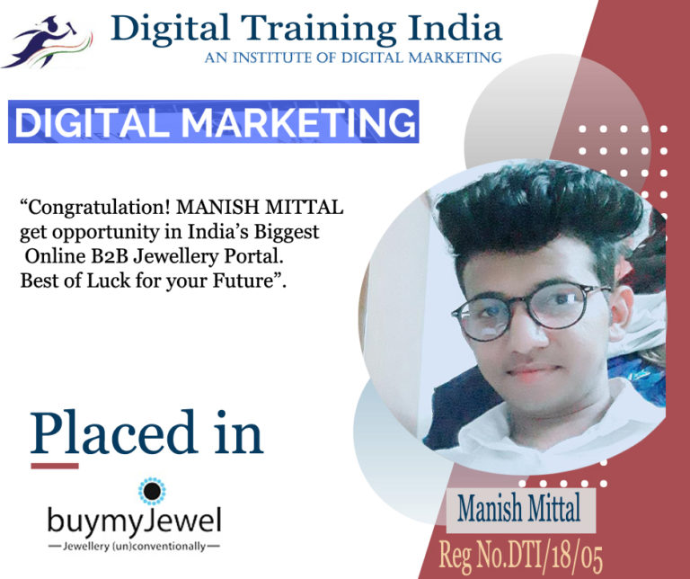 DTI Placed Student Manish Mittal